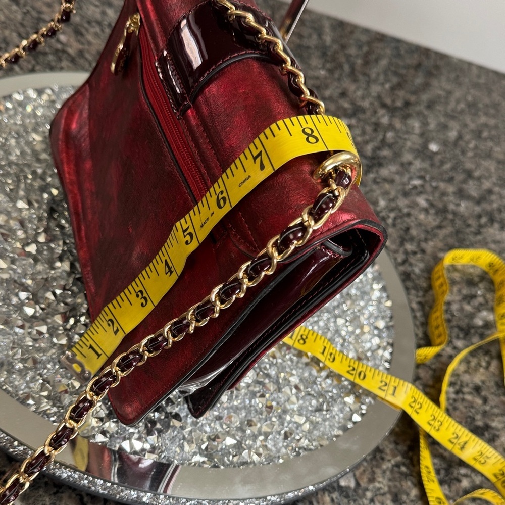 Brangio Italy metallic Red Studded Shoulder Bag - Picture 14 of 15